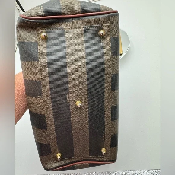 Fendi-Authentic- Pecan Canvas Boston Bag Brown / Black - Picture 12 of 16